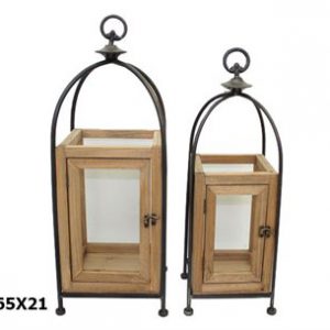 עששית מתכת+עץ גדולה